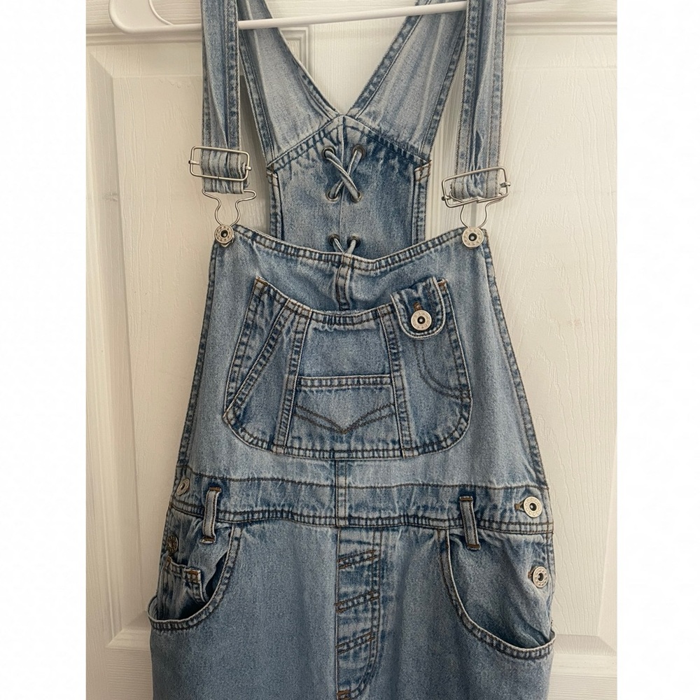 Vintage Bib Overalls High Waisted 90s Denim Women’s High Rise Light Wash